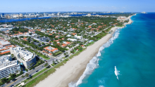 Aerial view of coastline.
